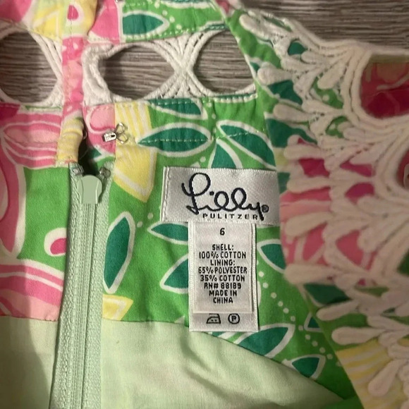 Lily Pulitzer Butterly Palm, Green & Pink Print Dress size 6 - Picture 7 of 13